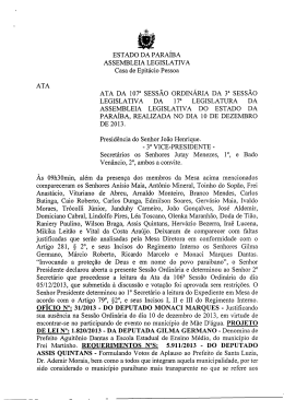 ESTADO DA PARAÍBA ASSEMBLEIA LEGISLATIVA Casa de