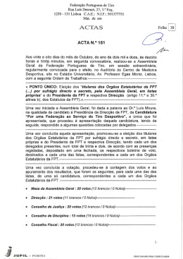 Eleição dos Titulares dos Orgãos Estatutários da FPT