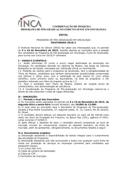 Edital 2015 PPGO-INCA Doutorado
