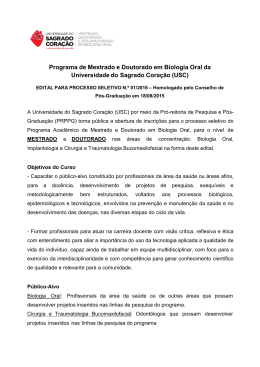 Programa de Mestrado e Doutorado em Biologia Oral da