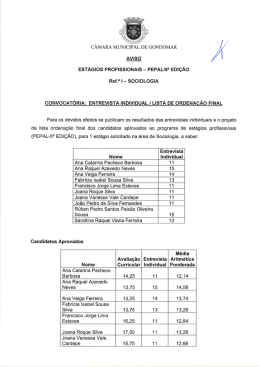 Resultados Entrevista Individual e Projeto da Lista de Ordenação