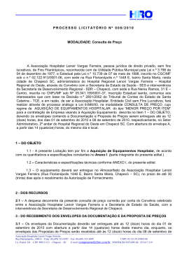 Edital de Licita&ccedil;&atilde;o Equipamentos para a UT 13.08.2010I