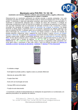 Manômetro série PCE-P05 / 15 / 30 / 50