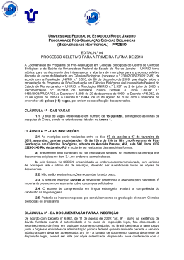 PROCESSO SELETIVO PARA A PRIMEIRA TURMA DE