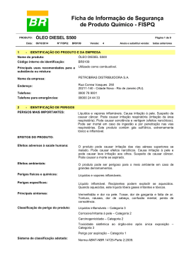&Oacute;leo Diesel S500 - Ficha de Seguran&ccedil;a