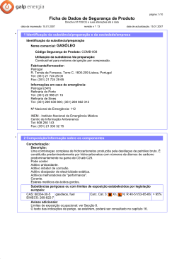 Ficha de Dados de Seguran&ccedil;a de Produto