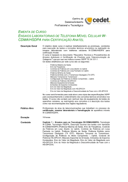 ementa de curso ensaios laboratoriais de telefonia m&oacute;vel celular w
