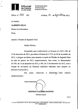 Plantão Dezembro/2012 - Tribunal de Justiça do Estado de Goiás