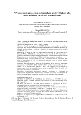 Promo&ccedil;&atilde;o da educa&ccedil;&atilde;o n&atilde;o-formal em um territ&oacute;rio de alta