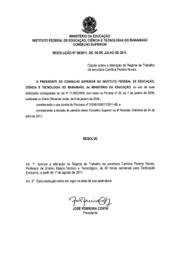 Altera&ccedil;&atilde;o de Regime de Trabalho de Carolina Pereira Nunes
