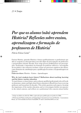 Por que os alunos (n&atilde;o) aprendem Hist&oacute;ria? Reflex&otilde;es
