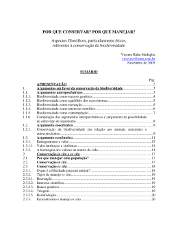 POR QUE CONSERVAR? POR QUE MANEJAR? Aspectos