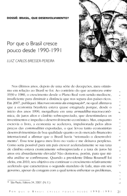 Por que o Brasil cresce pouco desde l990- I 99l