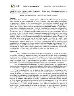 1 Afinal de Contas, Por que Avaliar? Resgatando o Debate