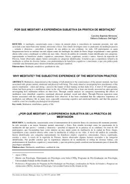 por que meditar? a experi&ecirc;ncia subjetiva da pr&aacute;tica de