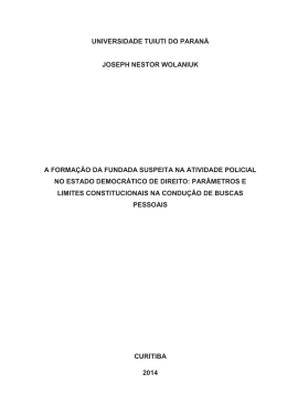 a formacao da fundada suspeita na atividade policial - TCC On-line