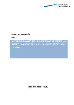 Linhas de Orientação sobre a metodologia a utilizar na aplicação de