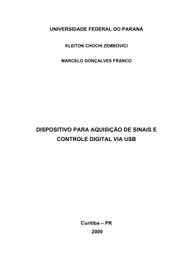 dispositivo para aquisi&ccedil;&atilde;o de sinais e controle digital via usb