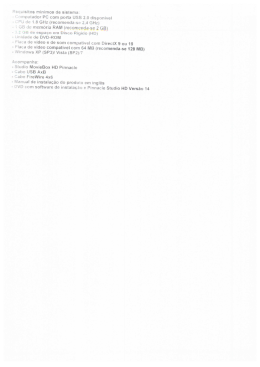 Requisitos minimos de sistema: -Computador PC com porta USB