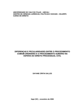 diferen&ccedil;as e peculiaridades entre o procedimento comum