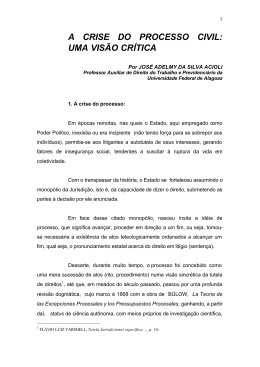 A CRISE DO PROCESSO CIVIL: UMA VIS&Atilde;O CR&Iacute;TICA