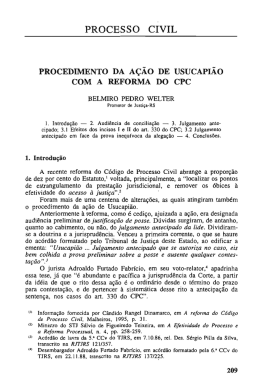 Procedimento da acao de usucapiao com a reforma do CPC
