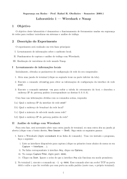 Laborat&oacute;rio 1 &mdash; Wireshark e Nmap 1 Objetivo 2 Descri&ccedil;