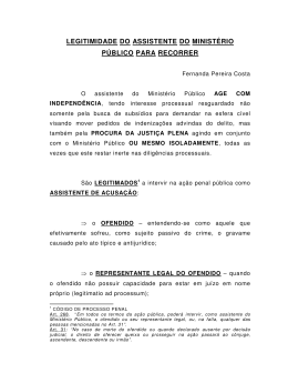 legitimidade do assistente do ministério público