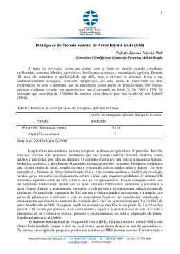 Divulgação do Método Sistema de Arroz Intensificado (SAI)