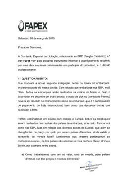 Salvador, 20 de março de 2015. Prezados Senhores, A