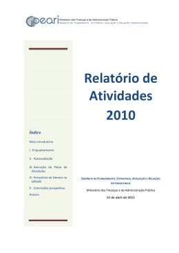 Relatório de Atividades 2010 - Gabinete de Planeamento