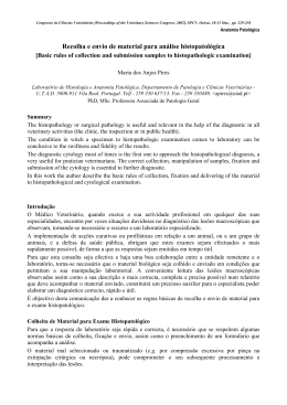 Recolha e envio de material para an&aacute;lise histopatol&oacute;gica