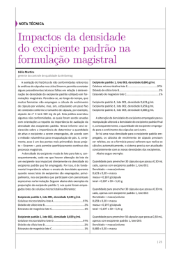 impactos da densidade do excipiente padr&atilde;o na formula&ccedil;&atilde;o magistral