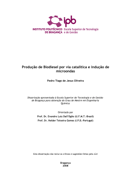 Produ&ccedil;&atilde;o de Biodiesel por via catal&iacute;tica e indu&ccedil;&atilde;o de microondas