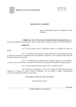 RESOLU&Ccedil;&Atilde;O N. 1028/2015 Aprova o Regimento Interno do