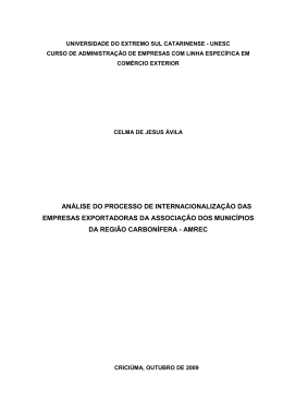 AN&Aacute;LISE DO PROCESSO DE INTERNACIONALIZA&Ccedil;&Atilde;O DAS