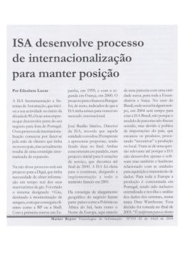 ISA desenvolve processo de internacionalização para