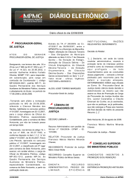 Di&aacute;rio oficial do dia 22/08/2009 PROCURADOR