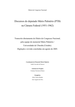 Discursos do deputado M&aacute;rio Palm&eacute;rio
