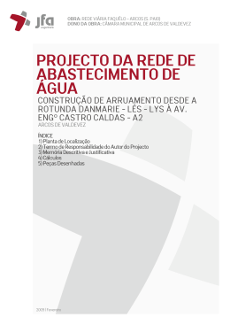 projecto de abastecimento - Munic&iacute;pio de Arcos de Valdevez