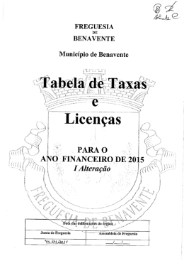 Tabela de Taxas e Licenças 2015 - descarregar