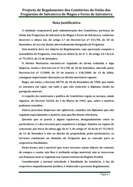 Projecto de Regulamento dos Cemitérios da União das Freguesias