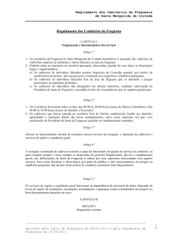 Regulamento dos Cemitérios da Freguesia