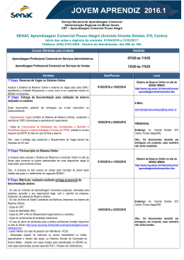 Cronograma de Atendimento 2016 1&ordm; Semestre