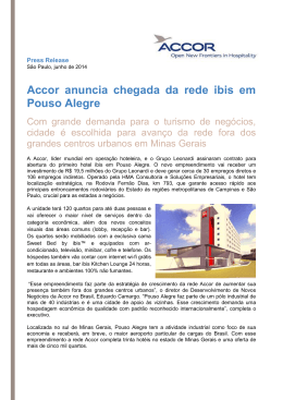 Accor anuncia chegada da rede ibis em Pouso Alegre