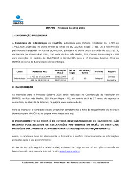 INAP&Oacute;S - Processo Seletivo 2016 1