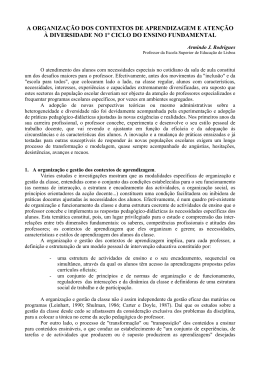 a organiza&ccedil;&atilde;o dos contextos de aprendizagem e aten&ccedil;&atilde;o &agrave;