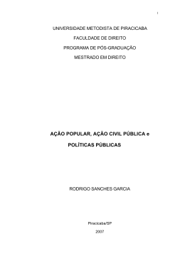 AÇÃO POPULAR, AÇÃO CIVIL PÚBLICA e POLÍTICAS