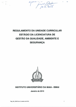 Gestão da Qualidade, Ambiente e Segurança - Estágio