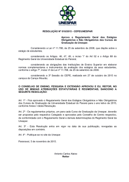 RESOLU&Ccedil;&Atilde;O N&ordm; 010/2015 - CEPE/UNESPAR Aprova o